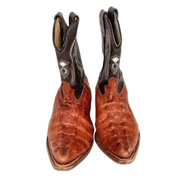 Premier Kids Western Cowboy Boot Tall Riding Crocodile Leather Youth 7 Red Rodeo - Picture 4 of 11